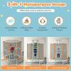 imageGoplus 60 Trampoline for Kids 3in1 Toddler Trampoline with Gymnastic Bar Swinging Rings Heightened Safety Enclosure Net 5 FT Indoor Outdoor Recreational Trampoline for Boys GirlsBlueOrange