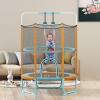 imageGoplus 60 Trampoline for Kids 3in1 Toddler Trampoline with Gymnastic Bar Swinging Rings Heightened Safety Enclosure Net 5 FT Indoor Outdoor Recreational Trampoline for Boys GirlsBlueOrange