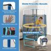 imageGoplus 60 Trampoline for Kids 3in1 Toddler Trampoline with Gymnastic Bar Swinging Rings Heightened Safety Enclosure Net 5 FT Indoor Outdoor Recreational Trampoline for Boys GirlsBlue