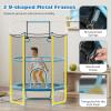 imageGoplus 60 Trampoline for Kids 3in1 Toddler Trampoline with Gymnastic Bar Swinging Rings Heightened Safety Enclosure Net 5 FT Indoor Outdoor Recreational Trampoline for Boys GirlsBlue
