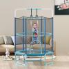 imageGoplus 60 Trampoline for Kids 3in1 Toddler Trampoline with Gymnastic Bar Swinging Rings Heightened Safety Enclosure Net 5 FT Indoor Outdoor Recreational Trampoline for Boys GirlsBlue
