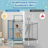 imageGoplus 60 Trampoline for Kids 3in1 Toddler Trampoline with Gymnastic Bar Swinging Rings Heightened Safety Enclosure Net 5 FT Indoor Outdoor Recreational Trampoline for Boys GirlsBlue