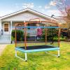 imageGoplus 6FT Kids Rectangle Trampoline 75 ASTM Approved Recreational Trampolines with Swing Horizontal Bar Mini Toddler Trampoline wEnclosure Net Seamless Cover Outdoor IndoorBlueOrange