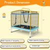imageGoplus 6FT Kids Rectangle Trampoline 75 ASTM Approved Recreational Trampolines with Swing Horizontal Bar Mini Toddler Trampoline wEnclosure Net Seamless Cover Outdoor IndoorBlueYellow