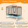 imageGoplus 6FT Kids Rectangle Trampoline 75 ASTM Approved Recreational Trampolines with Swing Horizontal Bar Mini Toddler Trampoline wEnclosure Net Seamless Cover Outdoor IndoorBlueOrange