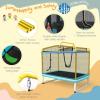 imageGoplus 6FT Kids Rectangle Trampoline 75 ASTM Approved Recreational Trampolines with Swing Horizontal Bar Mini Toddler Trampoline wEnclosure Net Seamless Cover Outdoor IndoorBlueYellow