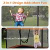imageGoplus 6FT Kids Trampoline with Swing ASTM Approved Rectangle Recreational Trampoline wEnclosure Safety Net Galvanized Steel Frame Indoor Outdoor Baby Toddler Trampoline for Boys GirlsOrange