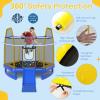 imageGoplus 7 FT Kids Trampoline with Slide 87 ASTM Approved Recreational Trampoline with Galvanized Steel Frame ampamp Safety Enclosure Net Ladder Indoor Outdoor Toddler TrampolineBlueYellow