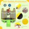 imageGoplus 7 FT Kids Trampoline with Slide 87 ASTM Approved Recreational Trampoline with Galvanized Steel Frame ampamp Safety Enclosure Net Ladder Indoor Outdoor Toddler TrampolineGreenYellow