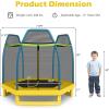 imageGoplus 7FT Trampoline for Kids ASTM Approved Trampoline with Enclosure Net Safety Pad Galvanized Steel Frame Heavy Duty Recreational Toddler Trampoline for Boys Girls Outdoor IndoorBlueYellow