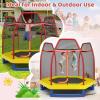 imageGoplus 7FT Trampoline for Kids ASTM Approved Trampoline with Enclosure Net Safety Pad Galvanized Steel Frame Heavy Duty Recreational Toddler Trampoline for Boys Girls Outdoor IndoorRedBlue