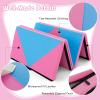 imageGoplus 8 x 4 x 2quot Gymnastics Mat Folding Tumbling Mat with Carry Handles Hook ampamp Loop Fasteners 4 Panels for Fitness Exercise Yoga Stretching Aerobics Workouts Thick Gym Mats for HomeBluePink