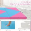 imageGoplus 8 x 4 x 2quot Gymnastics Mat Folding Tumbling Mat with Carry Handles Hook ampamp Loop Fasteners 4 Panels for Fitness Exercise Yoga Stretching Aerobics Workouts Thick Gym Mats for HomeBluePink