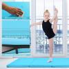 imageGoplus 8 x 4 x 2quot Gymnastics Mat Folding Tumbling Mat with Carry Handles Hook ampamp Loop Fasteners 4 Panels for Fitness Exercise Yoga Stretching Aerobics Workouts Thick Gym Mats for HomeLight Blue