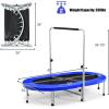 imageGoplus Foldable Trampoline Double Mini Kids Trampoline Rebounder with Adjustable Central Handrail and Safety Pad Exercise Trampoline for Indoor Outdoor Cardio Max Load 330lbsBlue