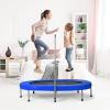 imageGoplus Foldable Trampoline Double Mini Kids Trampoline Rebounder with Adjustable Central Handrail and Safety Pad Exercise Trampoline for Indoor Outdoor Cardio Max Load 330lbsBlue