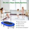 imageGoplus Foldable Trampoline Double Mini Kids Trampoline Rebounder with Adjustable Central Handrail and Safety Pad Exercise Trampoline for Indoor Outdoor Cardio Max Load 330lbsBlue