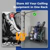imageGoplus Golf Bag Storage Garage Organizer Extra Large Storage Stand for 2 Golf Bags Golf Clubs Removable Hooks 4 Universal Wheels Rack for Golf Accessories in Basement43x16LxW wExtra Rack