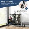 imageGoplus Golf Bag Storage Garage Organizer Extra Large Storage Stand for 2 Golf Bags Golf Clubs Removable Hooks 4 Universal Wheels Rack for Golf Accessories in Basement38x16LxW