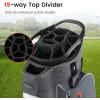 imageGoplus Golf Cart Bag with 15Way Top Dividers Golf Club Bag with 7 Zippered Pockets Cooler Bag Rain Hood Umbrella Holder Shoulder Strap Lightweight Golf Bag for Men WomenGreyRed