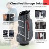 imageGoplus Golf Cart Bag with 15Way Top Dividers Golf Club Bag with 7 Zippered Pockets Cooler Bag Rain Hood Umbrella Holder Shoulder Strap Lightweight Golf Bag for Men WomenGreyRed