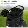 imageGoplus Golf Cart Bag with 15Way Top Dividers Golf Club Bag with 7 Zippered Pockets Cooler Bag Rain Hood Umbrella Holder Shoulder Strap Lightweight Golf Bag for Men WomenBlackYellow