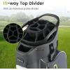 imageGoplus Golf Cart Bag with 15Way Top Dividers Golf Club Bag with 7 Zippered Pockets Cooler Bag Rain Hood Umbrella Holder Shoulder Strap Lightweight Golf Bag for Men WomenGreyGreen