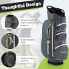 imageGoplus Golf Cart Bag with 15Way Top Dividers Golf Club Bag with 7 Zippered Pockets Cooler Bag Rain Hood Umbrella Holder Shoulder Strap Lightweight Golf Bag for Men WomenGreyGreen