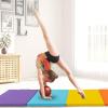 imageGoplus Gymnastics Mat 6x4 3Panel66x25 5Panel Folding Tumbling Mat wCarrying Handles HookampampLoop Fastener Portable PU Leather Rainbow Exercise Mat for Home Gym Aerobics Yoga5Panel 5 Color