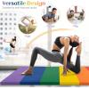 imageGoplus Gymnastics Mat 6x4 3Panel66x25 5Panel Folding Tumbling Mat wCarrying Handles HookampampLoop Fastener Portable PU Leather Rainbow Exercise Mat for Home Gym Aerobics Yoga3Panel 6 Color