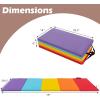 imageGoplus Gymnastics Mat 6x4 3Panel66x25 5Panel Folding Tumbling Mat wCarrying Handles HookampampLoop Fastener Portable PU Leather Rainbow Exercise Mat for Home Gym Aerobics Yoga5Panel 5 Color