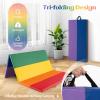 imageGoplus Gymnastics Mat 6x4 3Panel66x25 5Panel Folding Tumbling Mat wCarrying Handles HookampampLoop Fastener Portable PU Leather Rainbow Exercise Mat for Home Gym Aerobics Yoga3Panel 6 Color