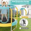 imageGoplus Kids Trampoline 48quot ASTM Approved Recreational Trampoline with Safety Space Design Seamless Jumping Mat Indoor Outdoor Mini Toddler Trampoline for Baby Boys Girls GiftsBlueYellow