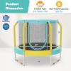 imageGoplus Kids Trampoline 48quot ASTM Approved Recreational Trampoline with Safety Space Design Seamless Jumping Mat Indoor Outdoor Mini Toddler Trampoline for Baby Boys Girls GiftsBlueYellow