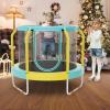 imageGoplus Kids Trampoline 48quot ASTM Approved Recreational Trampoline with Safety Space Design Seamless Jumping Mat Indoor Outdoor Mini Toddler Trampoline for Baby Boys Girls GiftsBlueYellow