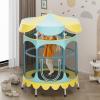 imageGoplus Kids Trampoline 64quot Toddler Trampoline with Detachable Canopy Safety Enclosure Net Foam Handle AntiRust Springs Indoor Outdoor Mini Recreational Trampoline for Boys GirlsYellowBlue