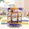 imageGoplus Kids Trampoline 64quot Toddler Trampoline with Detachable Canopy Safety Enclosure Net Foam Handle AntiRust Springs Indoor Outdoor Mini Recreational Trampoline for Boys GirlsOrangeBlue