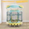 imageGoplus Kids Trampoline 64quot Toddler Trampoline with Detachable Canopy Safety Enclosure Net Foam Handle AntiRust Springs Indoor Outdoor Mini Recreational Trampoline for Boys GirlsYellowBlue