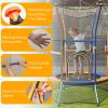 imageGoplus Kids Trampoline for Toddlers ASTM Approved Mini Trampoline wHeightened Safety Enclosure Net Foam Handles Seamless Design Indoor Outdoor Recreational Trampoline for Boys GirlsOrangeBlue