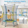 imageGoplus Kids Trampoline for Toddlers ASTM Approved Mini Trampoline wHeightened Safety Enclosure Net Foam Handles Seamless Design Indoor Outdoor Recreational Trampoline for Boys GirlsYellowBlue