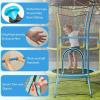 imageGoplus Kids Trampoline for Toddlers ASTM Approved Mini Trampoline wHeightened Safety Enclosure Net Foam Handles Seamless Design Indoor Outdoor Recreational Trampoline for Boys GirlsYellowBlue