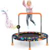 imageGoplus 36quot Mini Trampoline for Kids Toddler Trampoline with LED Lights Bluetooth Speaker Removable Handle Safe Padded Cover Indoor Outdoor Small Rebounder for Child Boys GirlsNavy  Space