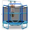 imageGoplus 60 Inch Kids Trampoline with Safety Enclosure Net 330 LBS 3in1 Mini Trampoline wSwinging Rings Adjustable Horizontal Bar 5 FT Indoor Outdoor Toddler Recreational TrampolineBlue