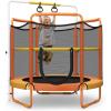 imageGoplus 60 Inch Kids Trampoline with Safety Enclosure Net 330 LBS 3in1 Mini Trampoline wSwinging Rings Adjustable Horizontal Bar 5 FT Indoor Outdoor Toddler Recreational TrampolineOrange