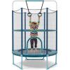 imageGoplus 60 Trampoline for Kids 3in1 Toddler Trampoline with Gymnastic Bar Swinging Rings Heightened Safety Enclosure Net 5 FT Indoor Outdoor Recreational Trampoline for Boys GirlsBlue
