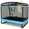imageGoplus 6FT Kids Trampoline with Swing ASTM Approved Rectangle Recreational Trampoline wEnclosure Safety Net Galvanized Steel Frame Indoor Outdoor Baby Toddler Trampoline for Boys GirlsBlue