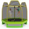 imageGoplus 7FT Trampoline for Kids ASTM Approved Trampoline with Enclosure Net Safety Pad Galvanized Steel Frame Heavy Duty Recreational Toddler Trampoline for Boys Girls Outdoor IndoorYellowGreen