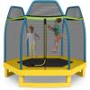 imageGoplus 7FT Trampoline for Kids ASTM Approved Trampoline with Enclosure Net Safety Pad Galvanized Steel Frame Heavy Duty Recreational Toddler Trampoline for Boys Girls Outdoor IndoorBlueYellow