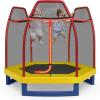 imageGoplus 7FT Trampoline for Kids ASTM Approved Trampoline with Enclosure Net Safety Pad Galvanized Steel Frame Heavy Duty Recreational Toddler Trampoline for Boys Girls Outdoor IndoorRedBlue