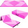 imageGoplus 8 x 4 x 2quot Gymnastics Mat Folding Tumbling Mat with Carry Handles Hook ampamp Loop Fasteners 4 Panels for Fitness Exercise Yoga Stretching Aerobics Workouts Thick Gym Mats for HomePinkRose